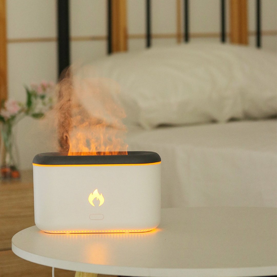Diffuseur effet flamme blanc dans une chambre